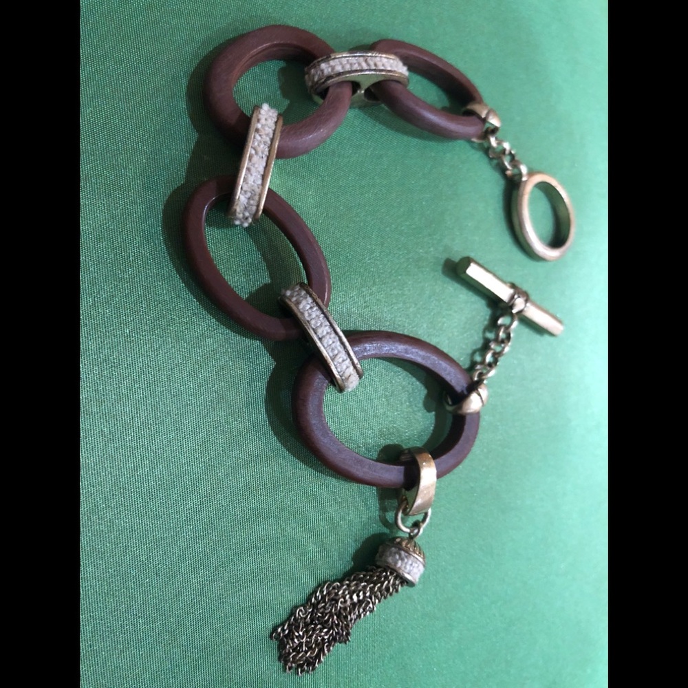 Wood Link and Brass Bracelet - Picture 3 of 6